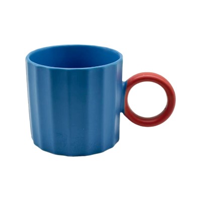 Color Contrast Ceramic Mug – Modern New Bone China Coffee Cup with Circular Handle