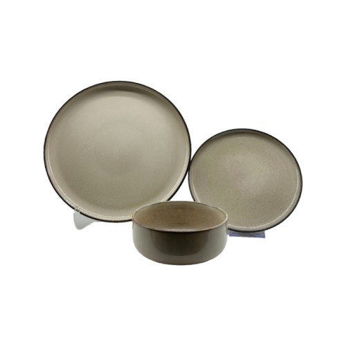 3-Piece Reactive Glaze Stoneware Dinner Set – Modern Ceramic Tableware for Everyday Dining