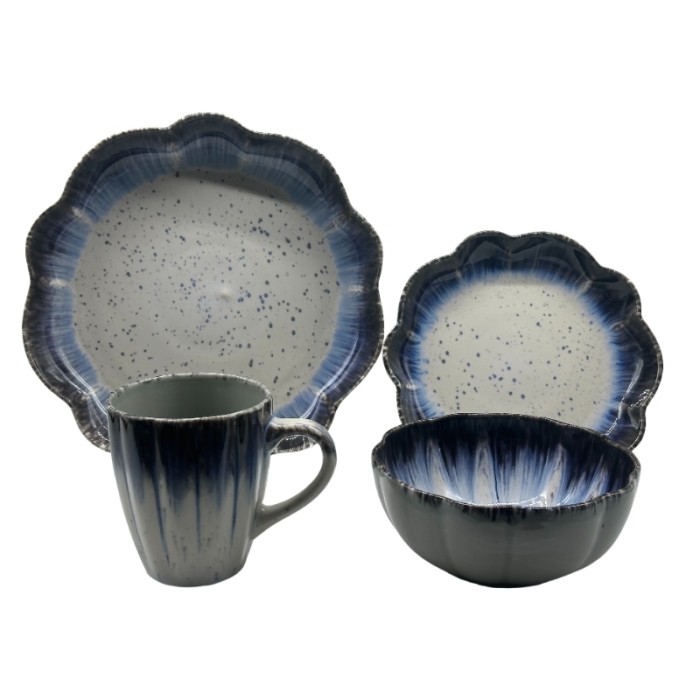16-Piece Ceramic Stoneware Reactive Glaze Dinnerware Sets