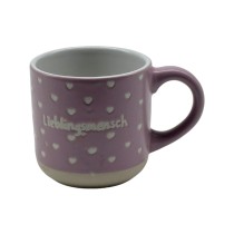 Small Ceramic Gift Cup with Heart Pattern – “Lieblingsmensch” Design