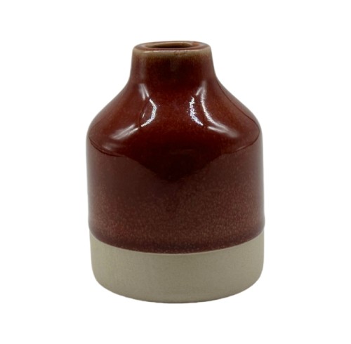 Modern Ceramic Planter and Vase Set – Glazed Terracotta and Beige Accent