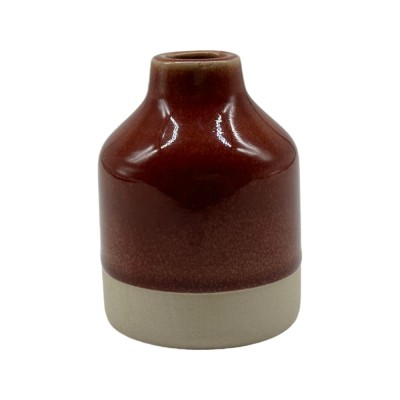 Modern Ceramic Planter and Vase Set – Glazed Terracotta and Beige Accent