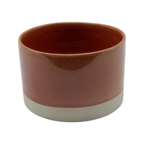 Modern Ceramic Planter and Vase Set – Glazed Terracotta and Beige Accent
