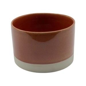Modern Ceramic Planter and Vase Set – Glazed Terracotta and Beige Accent