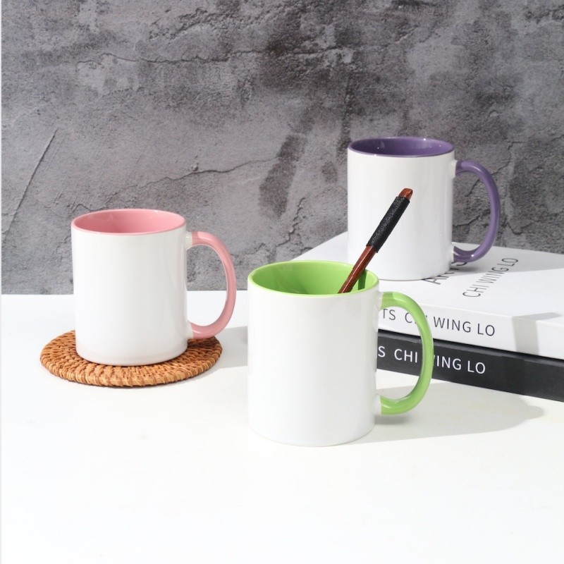 custom color handle sublimation mug printing