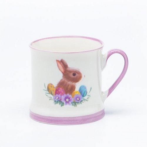 Silk-Screen Printed Multicolor Rabbit Animal Ceramic Coffee Mugs - Cute Bunny Pattern, 11oz Stoneware