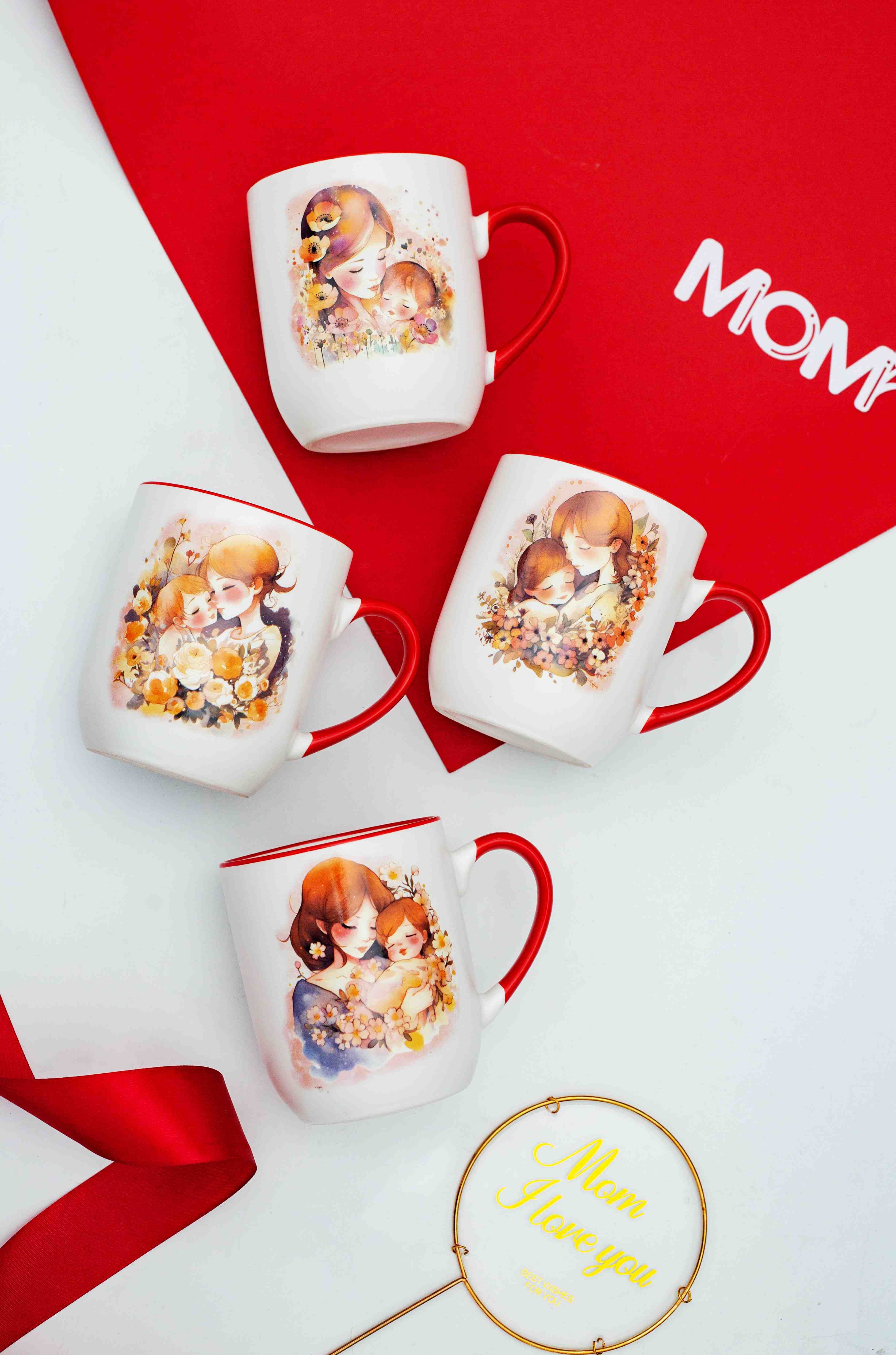 Tazas de café de cerámica con diseño estampado para