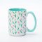 Silk-Screen Printed Fresh Floral Ceramic Coffee Mugs - Elegant Floral Pattern, Solid Color Handle, 11oz Stoneware