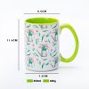 Silk-Screen Printed Rope Handle Ceramic Coffee Mugs - Farmhouse Style, 11oz Stoneware