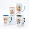 Silk-Screen Printed Lid Ceramic Travel Mugs - Tea Mug with Lid, 12oz Stoneware
