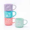 Debossed Logo Easter Solid Color Stackable Ceramic Mugs - Stackable Design