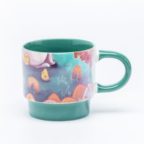 Ceramic Decal Printed Easter Stacking Cup Set - Multicolor Stacking Mugs Set, New Bone China