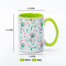 Ceramic Decal Printing Fresh Floral Ceramic Coffee Mugs - Elegant Floral Pattern, Solid Color Handle, Stoneware
