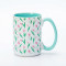 Ceramic Decal Printing Fresh Floral Ceramic Coffee Mugs - Elegant Floral Pattern, Solid Color Handle, Stoneware