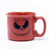 Debossed Logo Halloween Red Floral Ceramic Coffee Mugs - Red & White Spooky Pattern, Stoneware