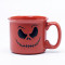 Debossed Logo Halloween Red Floral Ceramic Coffee Mugs - Red & White Spooky Pattern, Stoneware