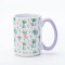 Ceramic Decal Printing Fresh Floral Ceramic Coffee Mugs - Elegant Floral Pattern, Solid Color Handle, Stoneware