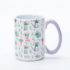 Ceramic Decal Printing Fresh Floral Ceramic Coffee Mugs - Elegant Floral Pattern, Solid Color Handle, Stoneware
