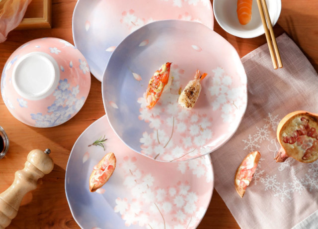 Sakura themed tableware