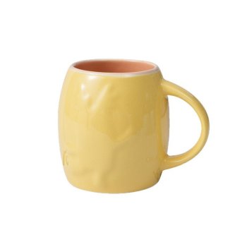 3D Embossed Barrel Ceramic Mug 400ml, Beer Stein Style