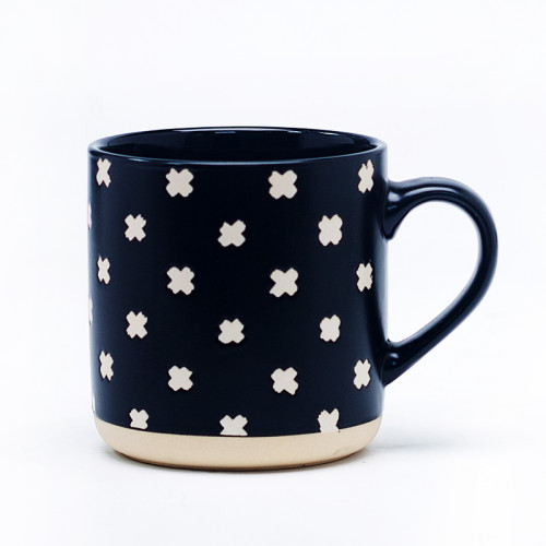 Black and White Geometric Ceramic Mug 460ml, Minimalist 4-Pattern Collection