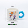 Couple Illustration Ceramic Mug 318ml, Wavy Ring Handle Art Series