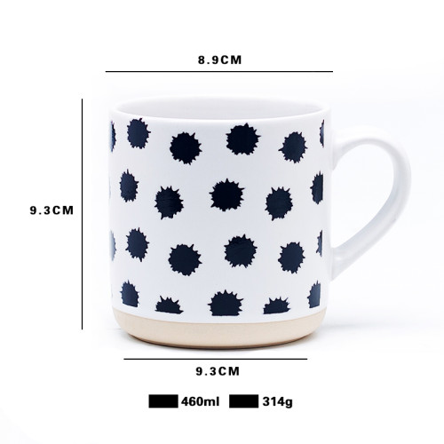 Black and White Geometric Ceramic Mug 460ml, Minimalist 4-Pattern Collection