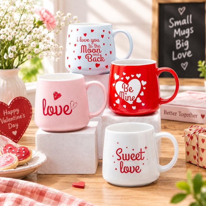 Love Message Ceramic Mug 396ml, Valentine Couple Gift Collection