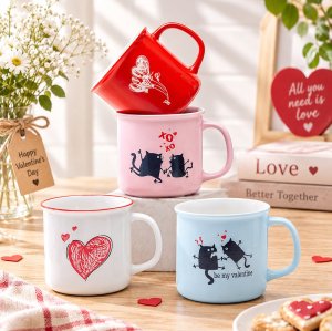 Valentine Hearts Ceramic Mug 560ml, Extra-Large Couple Cup