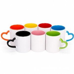 Heart Handle Sublimation Mug 340g, Two-Tone Coated Blank, 7 Colors