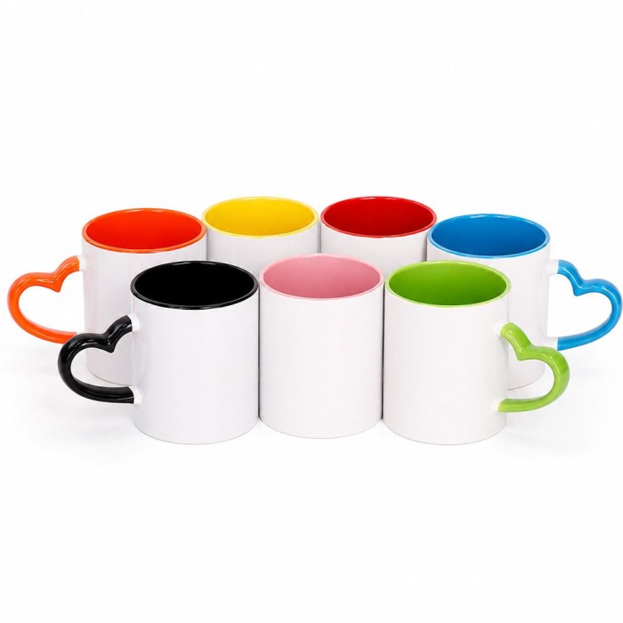 Heart Handle Sublimation Mug 340g, Two-Tone Coated Blank, 7 Colors