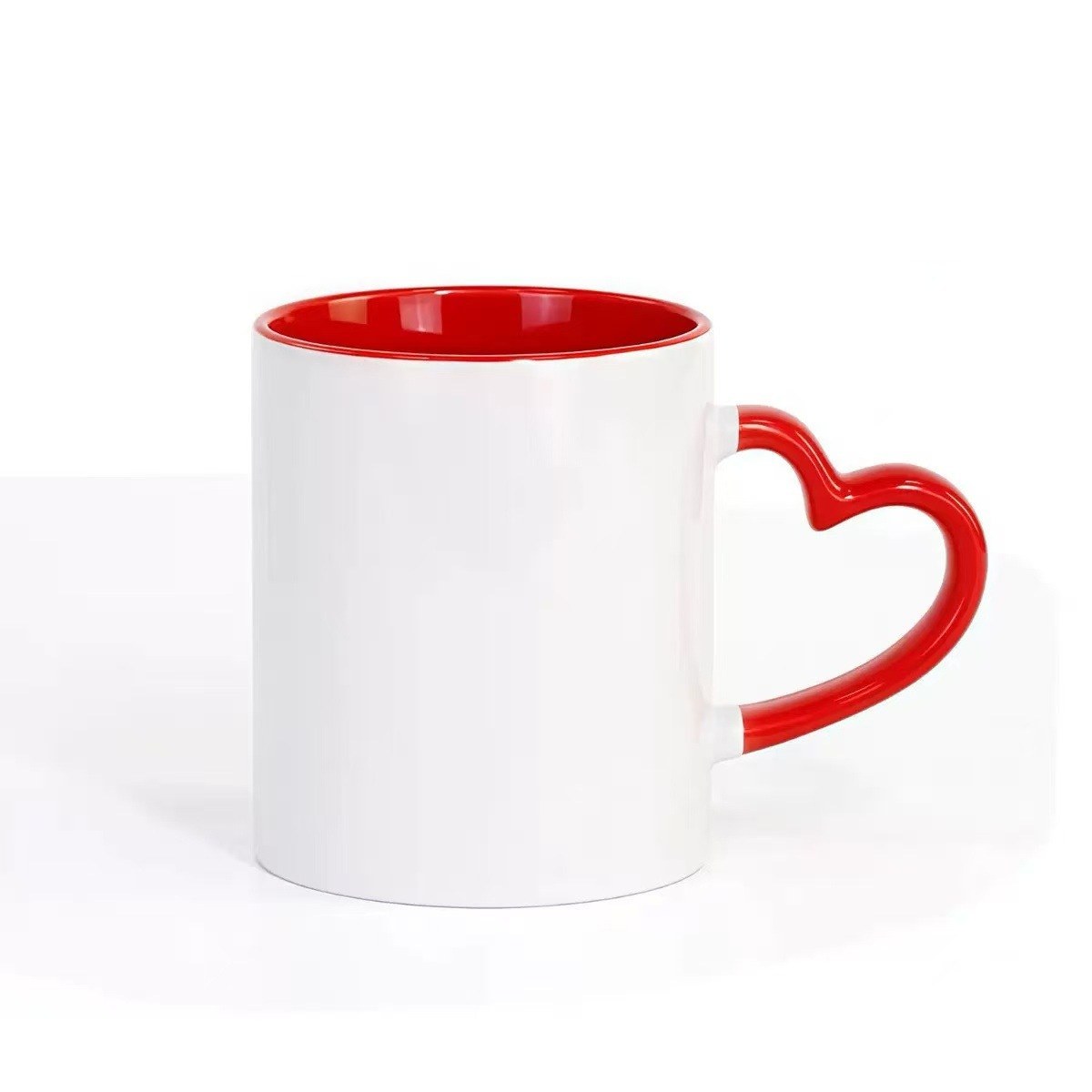Red heart handle sublimation mug front view