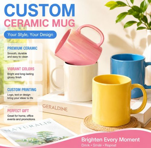 Sublimation Mug 350ml, 11oz Tapered Blank with Lid and Spoon, 4 Colors