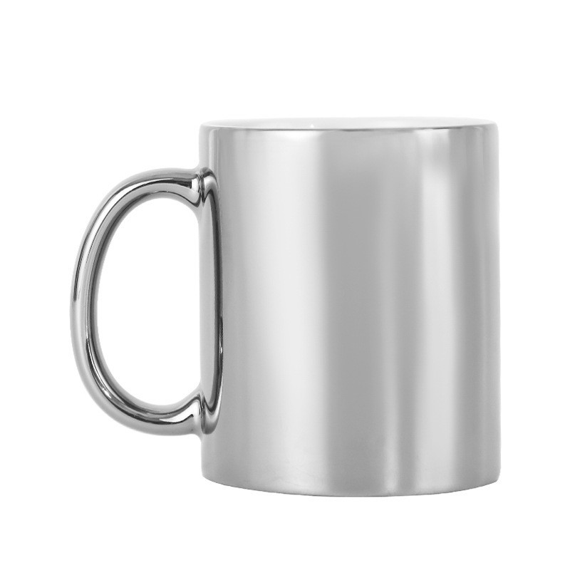 Silver metallic sublimation mug front view