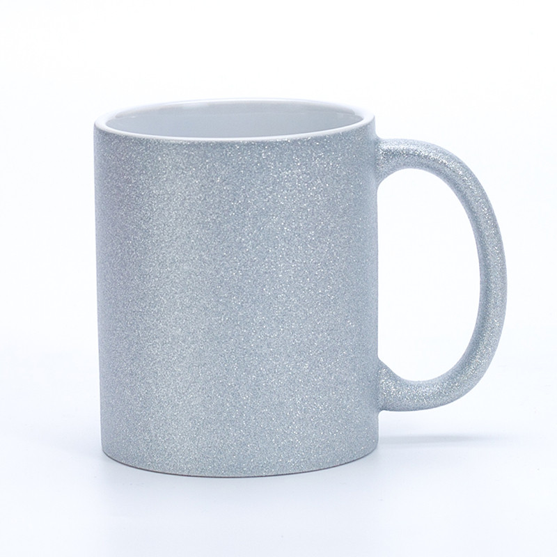 Silver glitter sublimation mug front view