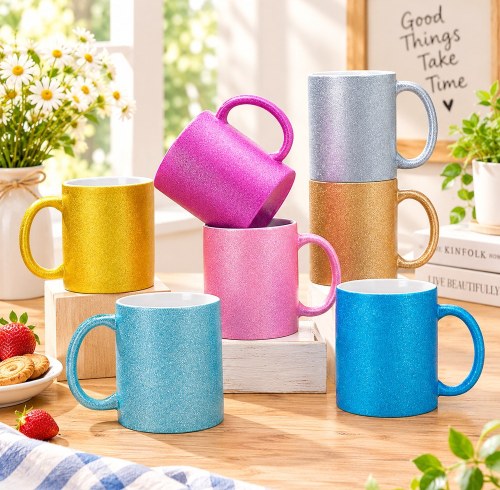 Glitter Sublimation Mug 11oz, 345ml Sparkle Blank, 7 Colors