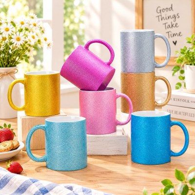 Glitter Sublimation Mug 11oz, 345ml Sparkle Blank, 7 Colors