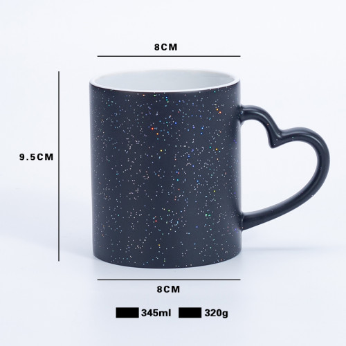 Color Changing Sublimation Mug 11oz, Magic Heat Reveal, Heart Handle