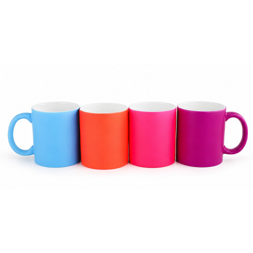 Taza de Sublimaci&oacute;n Fluorescente Ne&oacute;n 11oz, Blanca Recubierta para Personalizar, 7 Colores