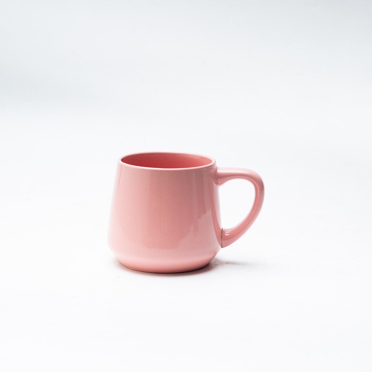 Pink square stoneware mug front view