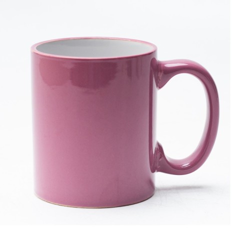 Taza de Gres Esmaltada Brillante 330-350ml, Cuerpo Cilíndrico, 7 Colores