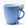 Taza de Gres con Asa Porta-Cuchara 470ml, Esmalte Brillante, 7 Colores