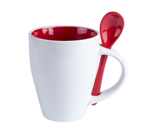 Ceramic Spoon Mug with Handle Slot, 8.5cm Rim, Glossy Glaze