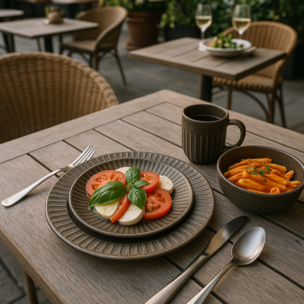4Piece Modern Ceramic Tableware Set in Family Dining, Grey Reactive Glaze Stoneware for Daily Meals