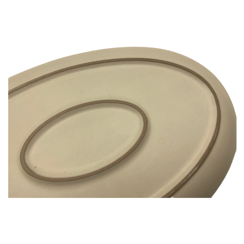 Ceramic Oval Serving Platter with Hand Printed Geometric Pattern