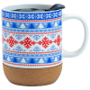 14oz Christmas Ceramic Mug with Cork Base, Lid & Assorted Holiday Designs for Seasonal Gifting
