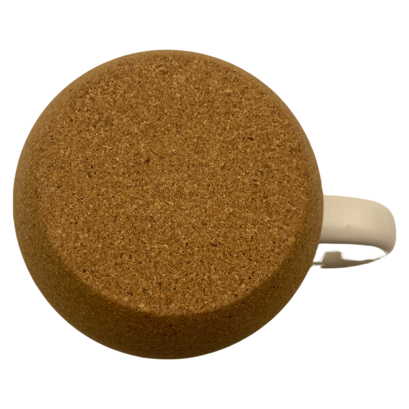 Natural Cork Base of 14oz Christmas Ceramic Mug, Insulated to Protect Tabletops During Winter