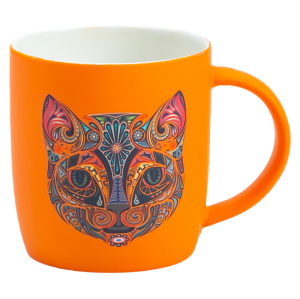 12oz Soft Touch Rubberized Ceramic Mug with Bright Animal Print Design Coffee Cup