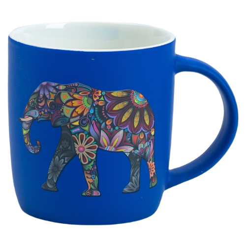 12oz Soft Touch Rubberized Ceramic Mug with Bright Animal Print Design Coffee Cup