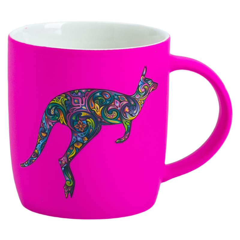 12oz Soft Touch Rubberized Ceramic Mug with Bright Animal Print Design Coffee Cup